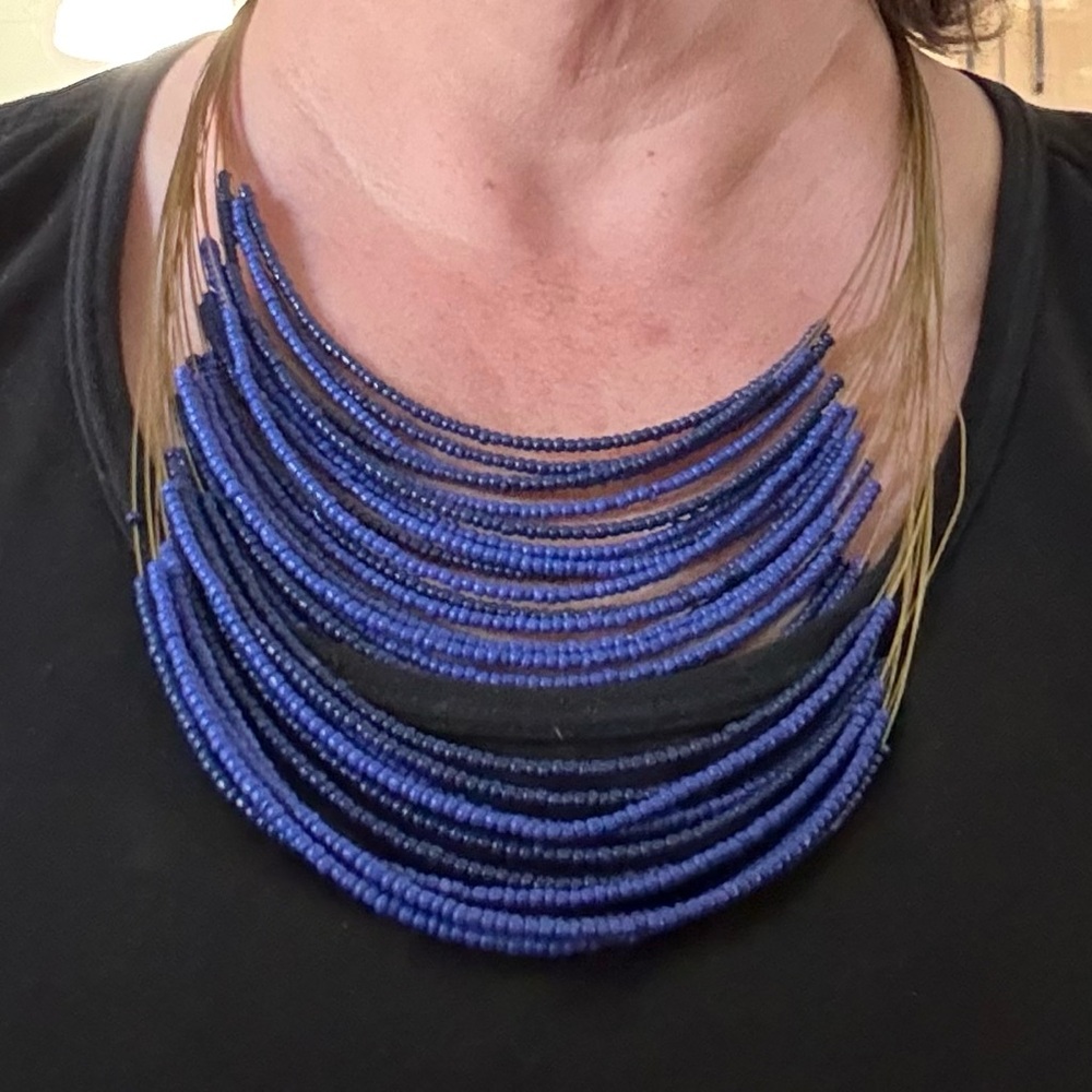 Elegant Blue Beaded Necklace